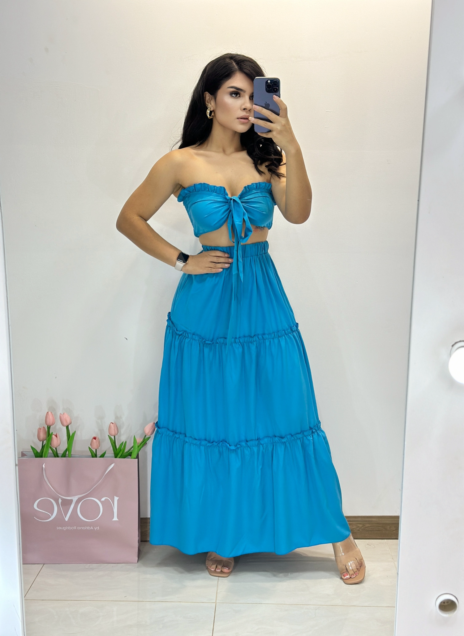 Conjunto maxifalda + top - Azul